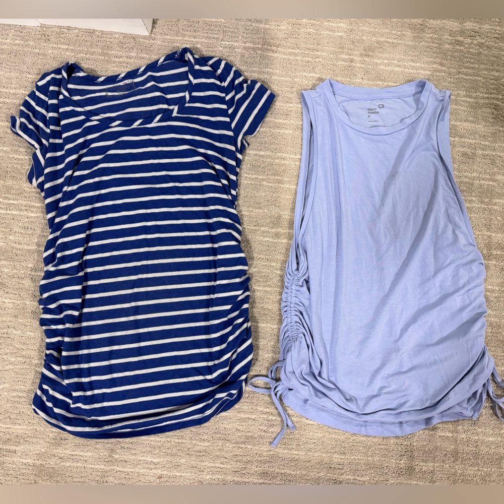 Motherhood Blue and White Striped Top
